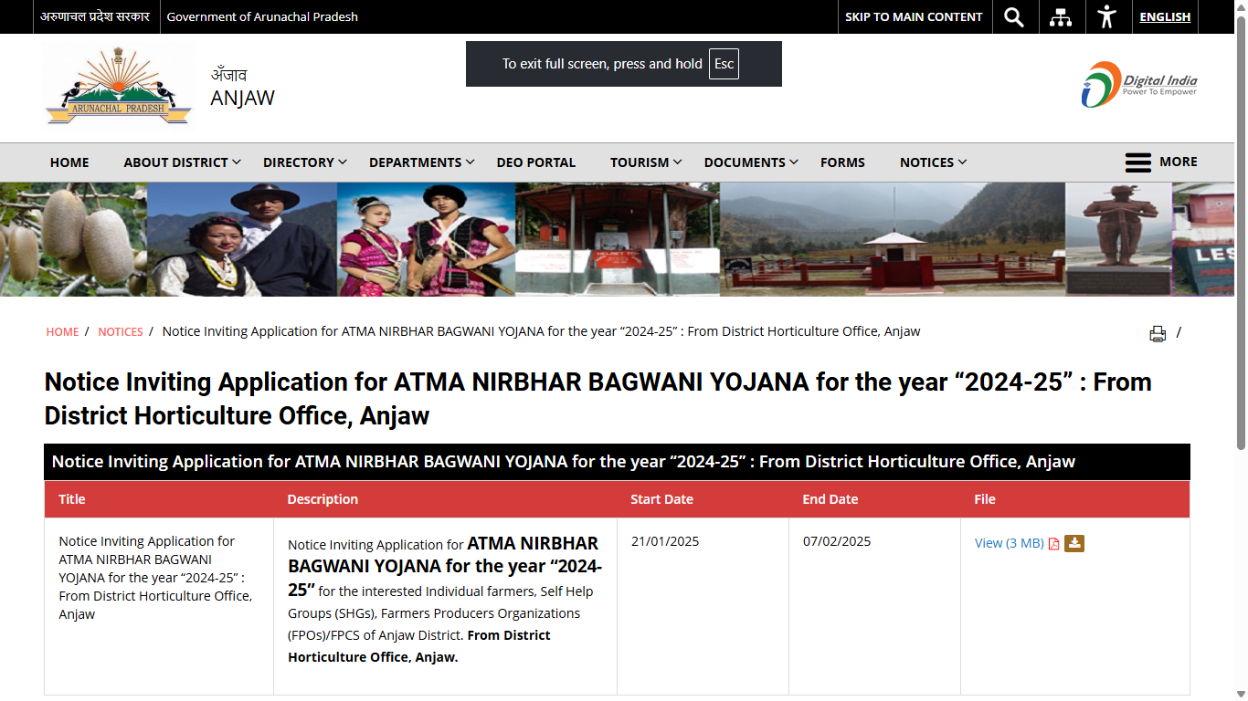 Atma Nirbhar Bagwani Yojana