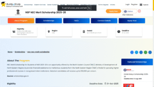 Financial Support To The Students Of N.E.R For Higher Professional Courses (NEC Merit Scholarship)