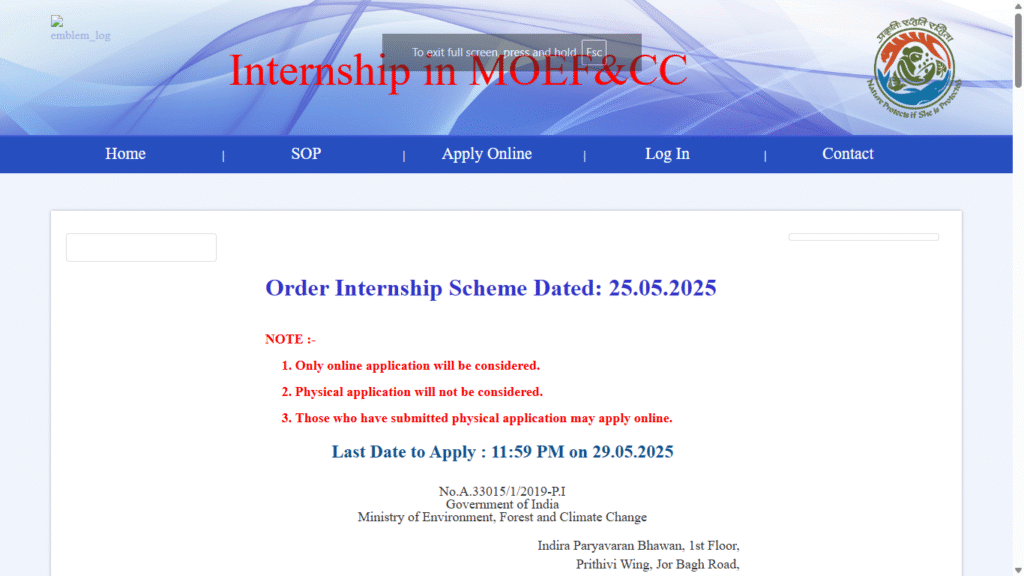 Forest And Climate Change Internship Scheme