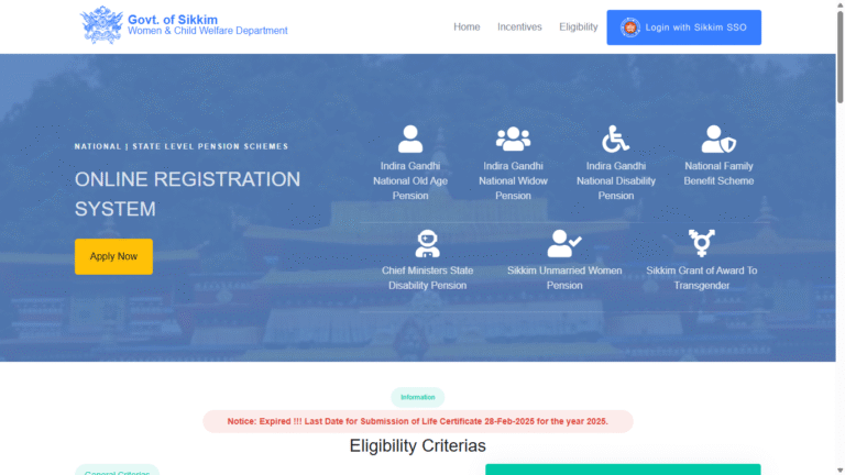 Indira Gandhi National Old Age Pension Scheme - Sikkim
