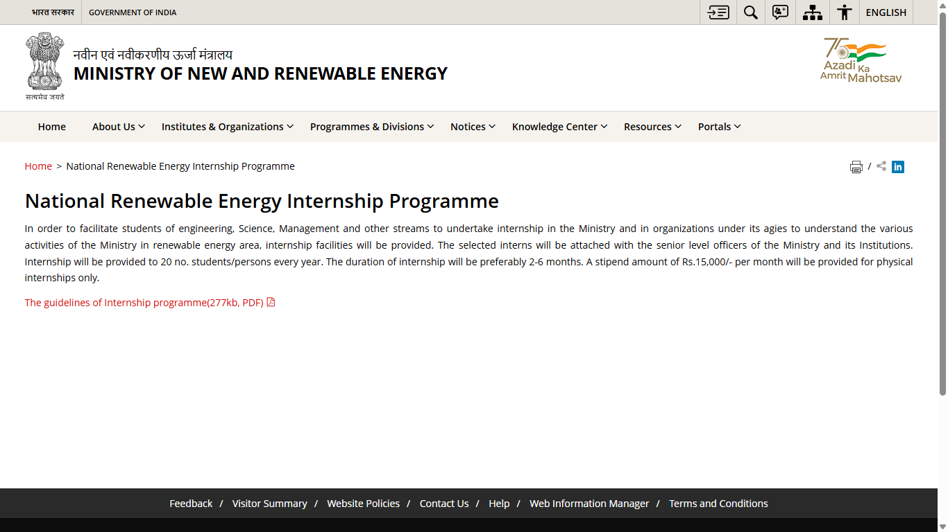National Renewable Energy Internship Scheme