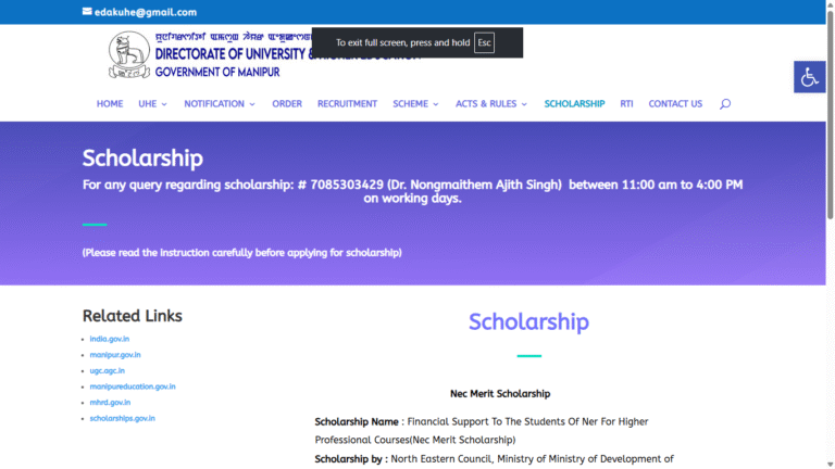 State Merit Scholarship Manipur