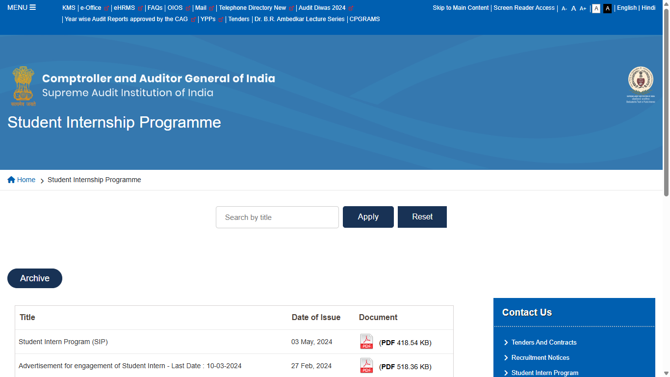 Student Internship Programme
