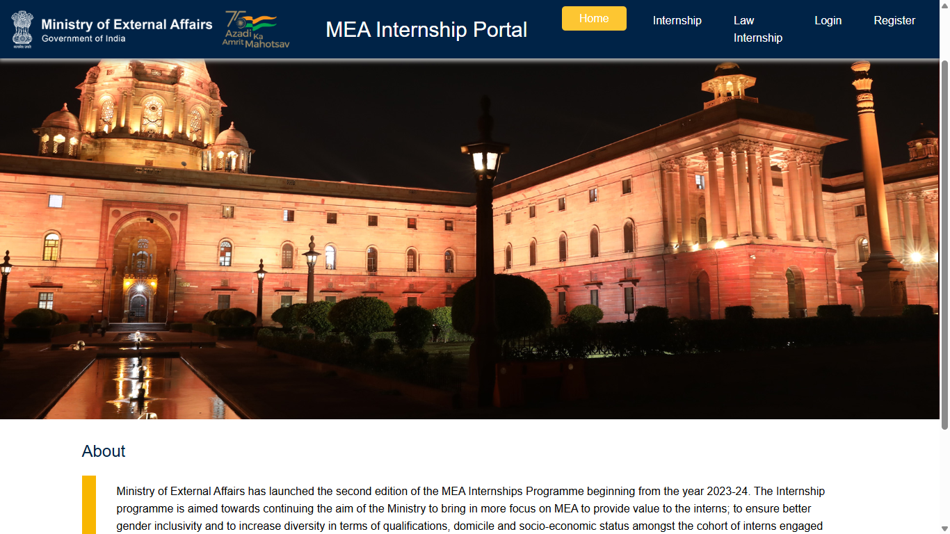 Internship Programme By The Ministry Of External Affairs