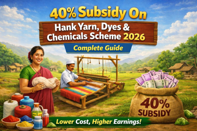 Select 40% Subsidy On Hank Yarn, Dyes & Chemicals Scheme 2026 40% Subsidy On Hank Yarn, Dyes & Chemicals Scheme 2026
