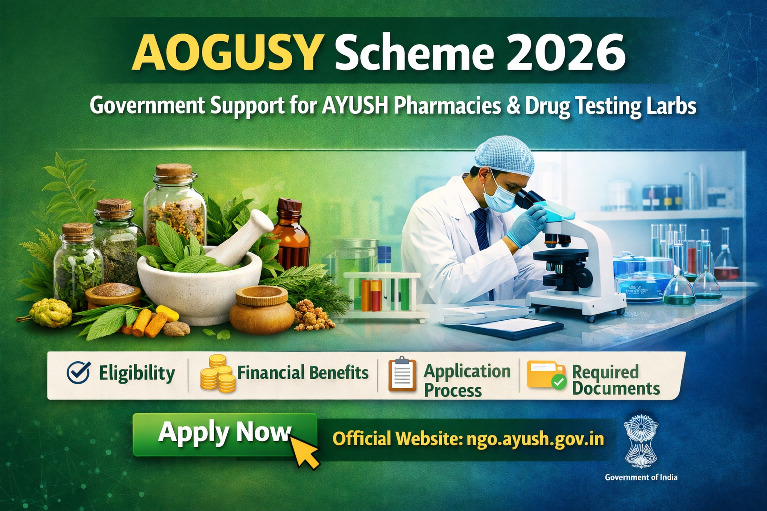 AOGUSY Scheme 2026 AYUSH Pharmacies & Drug Labs Upgradation Details
